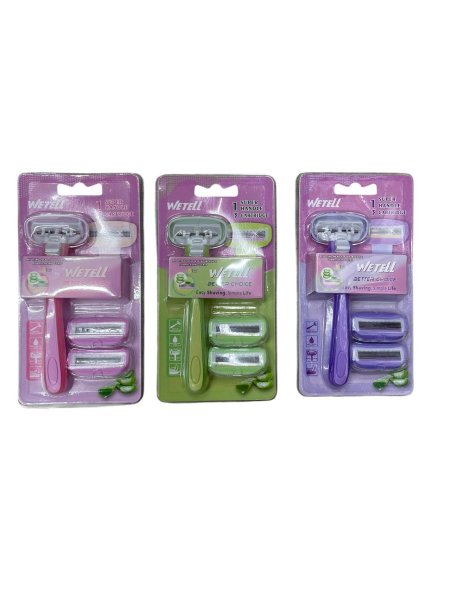 🪒 Wetell Razor Set (3 قطع) – ماكينة حلاقة مع رؤوس إضافية