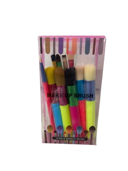 🌈 طقم فرش مكياج ملون – Makeup Brush 10 Pieces Set