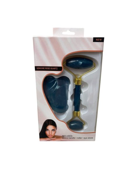💙 رولر حجر + أداة غواشا – Face Roller & Gua Sha Set