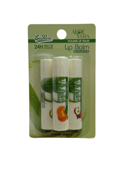 💋 مرطب شفاه بالألوفيرا (3 حبات) – Aloe Vera Lip Balm Set