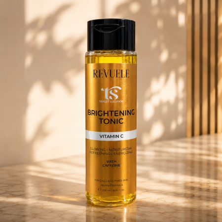 تونر ريفويل لتفتيح وإشراقة البشرة بفيتامين C والكافيين  REVUELE Target Solution Brightening Tonic Vitamin C – 250ml