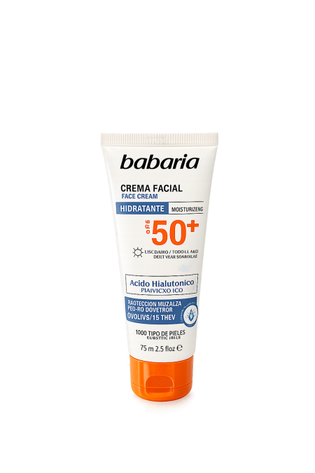 Babaria Hyaluronic Acid SPF 50+ Moisturizing Face Cream – كريم وجه مرطب بحمض الهيالورونيك + SPF 50