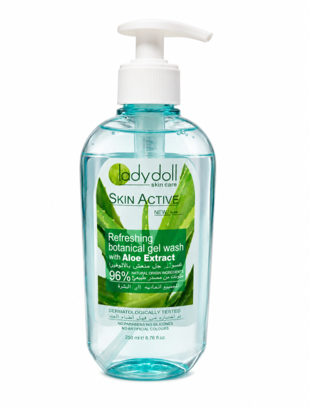 ليدي دول غسول جل بالألوفيرا – Lady Doll Skin Active Refreshing Botanical Gel Wash Aloe Extract