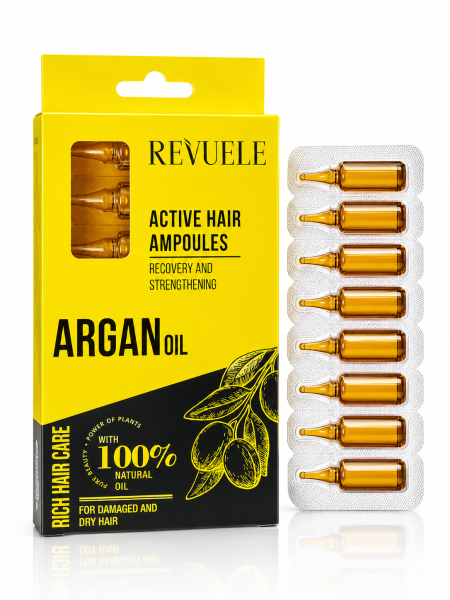 أمبولات ريفيول Revuele Active Hair Ampoules بزيت الأرجان – 8 × 5 مل