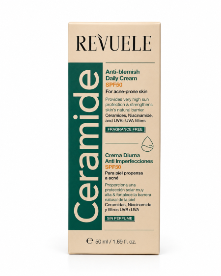 ريفويل كريم مضاد للحبوب مع واقي شمس SPF50 – Revuele Ceramide Anti-Blemish Daily Cream SPF50