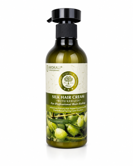 كريم شعر بالزيتون والكيراتين Wokali Silk Hair Cream with Keratin