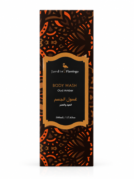 Jardin Flamingo Oud Amber – غسول الجسم بالعود والعنبر 🤎✨ 