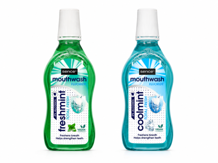 غسول فم Sence Mouthwash Fluoride 🦷✨ تركيبة منعشة خالية من الكحول، تساعد على إنعاش رائحة الفم وتقوية الأسنان بفضل الفلورايد