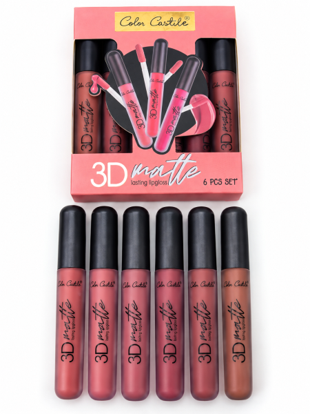 : Color Castle 3D Matte Lip Gloss – طقم روج سائل مطفي 6 ألوان