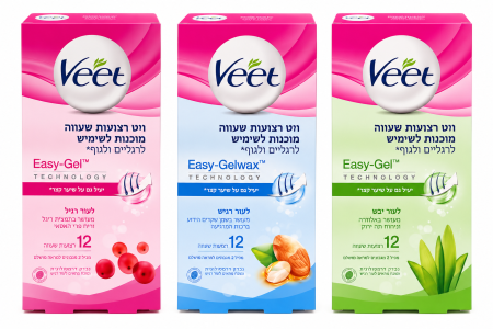 Veet Easy-Gel Wax Strips – شرائح فيت الشمعية لإزالة الشعر | 12 شريحة